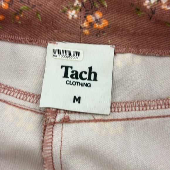 Tach Clothing Sz M Floral Printed Corduroy Wide Leg Cropped Pants Mauve - Picture 4 of 9